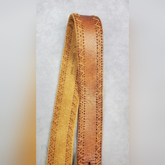 Another Line Genuine Leather Brown braid Boho western cowgirl Women belt Size M - Picture 8 of 9